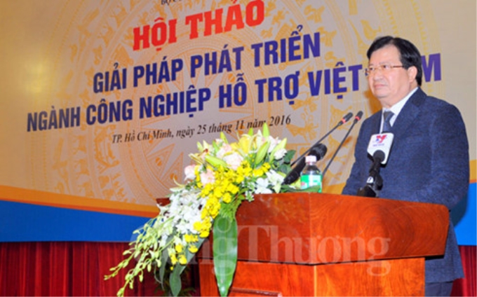 Phó Thủ tướng Trịnh Đình Dũng phát biểu chỉ đạo tại hội thảo “Giải pháp phát triển ngành công nghiệp hỗ trợ Việt Nam”. (Ảnh: Báo Công Thương)